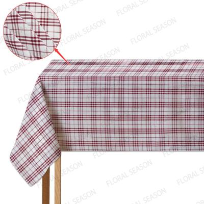 China Waterproof Yarn Dyed Washable Polyester Cotton Table Cloth With Checker And Stripe For Dining Room Restaurant Waterproof for sale