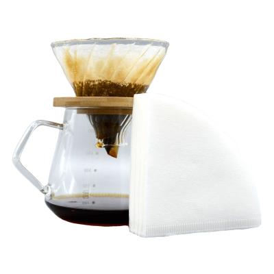 China Viable Hot Sales 100pcs Pour Over Coffee Maker Origami Coffee Cone Shaped Filter Paper for sale