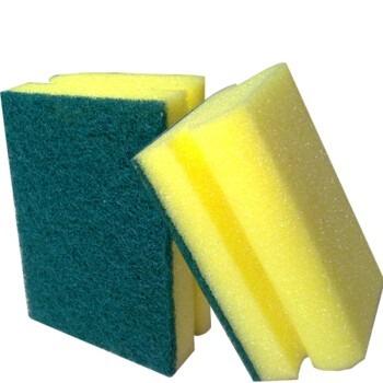 China Factory Price Sustainable Non-Abrasive Rolls OEM Novelty Nylon Green Sponge Scouring Pad For Kitchen Cleaning Discount for sale