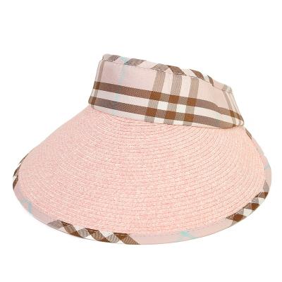 China New Design Fashion Character Big Brim Hat Straw Visor Womens Summer Wide Straw Hats Adjustable Straw Hats for sale