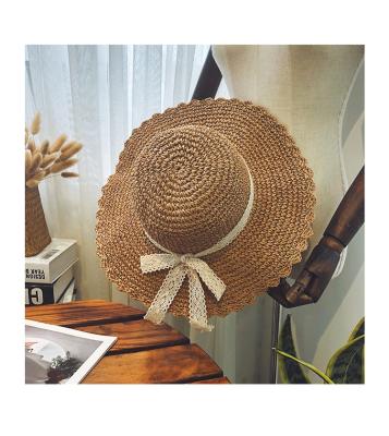 China Straw Hat Straw Hat Foldable Summer Sun Hat Bowknot Big Brim Beach Hats Summer Beach Sun Women Straw Hats for sale