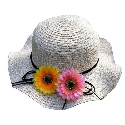 China Character Straw Hats Colorful Sun Protection 2021 Summer Floral Hats Wide Brim Cap For Hat Wholesale for sale