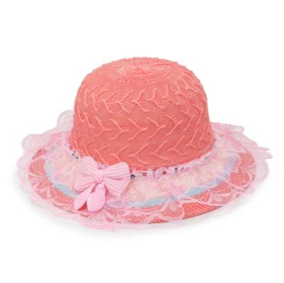 China Sweet Street Style Hat Girls Bowknots Sun Hat Caps Sun Covers Beach Bucket Hat for sale