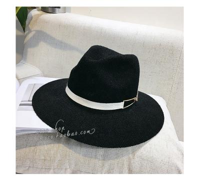 China 2021 snapback picture summer vacation Panama style brim beach felt hat jazz wide hat with ribbon for sale