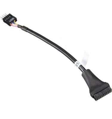 China Motherboad Black 19 Pin USB 3.0 Male Motherboard Cable Adapter Female Converter to USB 2.0 Pin for sale