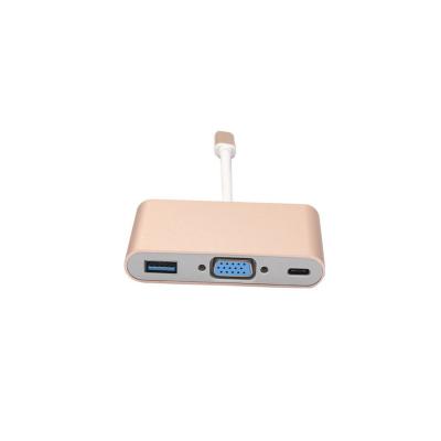 China Computer Factory Price Type C USB C Hub and VGA +USB 3.0+Type C Adapter for New USB HUB for sale