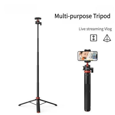 China Fold Volveshots Wholesale UURig 1.3M Portable Metal Multipurpose Tripod Selfie Stick Monopod Tripod For Mobile Phone Live Broadcast for sale