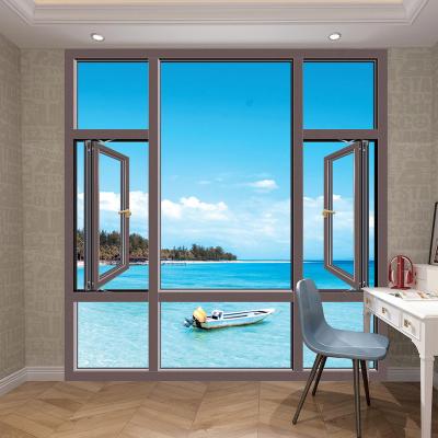 China Folding Aluminum Screen Drainwater Profile Frame Casement Window Design Efficiently With Double Glass for sale