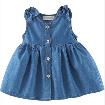 China 100% Cotton Kids Fashion Suspenders Denim Dress Summer Babies Swing Skirt Trend Jean Dress Clothes Sleeveless for sale