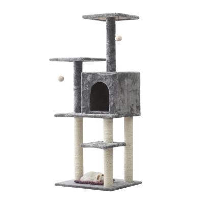 China Popular viable gray color sisal toy cat scratcher tree for sale