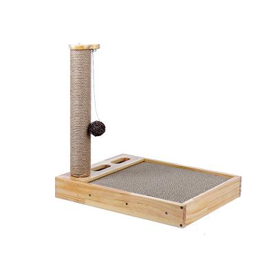 China Viable Cat Scratcher Cat Toy Scratching Toy Square Sisal Wooden Cat Scratcher for sale