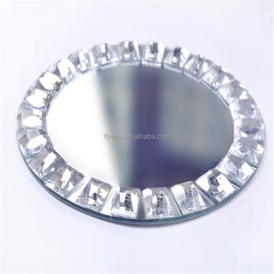 China Sustainable Glass Wedding Charger Plates Souvenirs Beaded , Diamond Mirror Charger Plates for sale