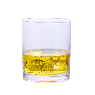 China Made in Creative Home Decoration Porcelain Carriage Decals Transparent Whiskey Glasses for sale