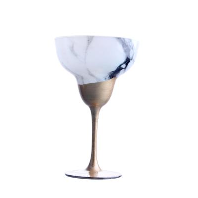 China New Classic/Postmodern Hot Sale Glass Margarita Handblown Wholesale With Spray Color To Wedding for sale