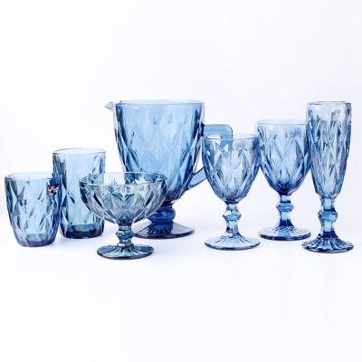 China New Blue DBE Top Classic/Postmodern Fashion Charms Set Luxury Loose Wine Glass Long Floating Stem for sale