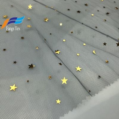 China Cheap Anti-static Mesh Sequin Fabric Tulle Tutu Gold Moon And Star Sequin Fabric for sale