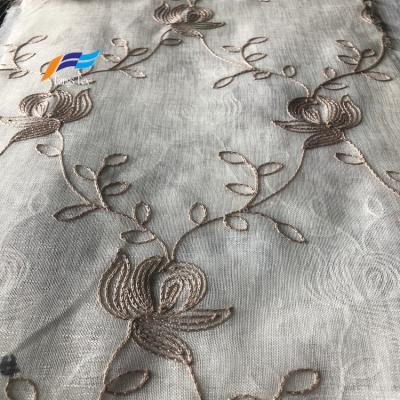 China Cheap Beautiful Embroidered Shrink-Resistant Bedroom Window Curtain Voile Fabric for sale