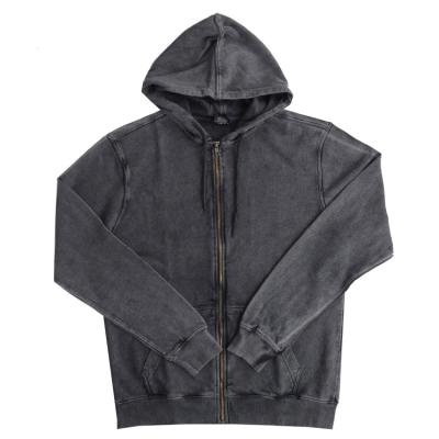 China Anti-wrinkle Mens 100%Cotton Vintage Style Zip Up Blank Washed Hoodies for sale