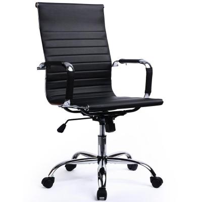 China Modern Ribbed Executive Swivel Executive High Back Chair Office Chair PU Design PU Design Leather Ergonomic Computer Chair for sale