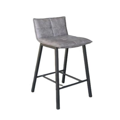 China Rustic Luxury Elegant Comfortable Gray Leather Bar Chair for sale