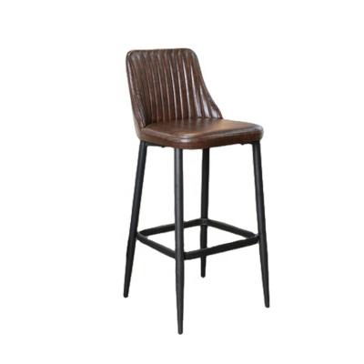 China Industrial affordable commercial chocolate leather bar stools with back for sale