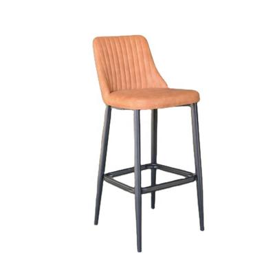 China Industrial Affordable Commercial Brown Leather Bar Stools With Back for sale