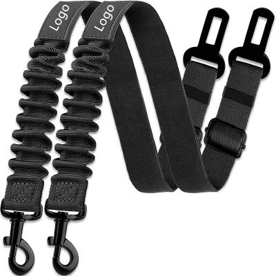 China Durable Adjustable Stretchable Dog Car Seat Belt Custom Logo Dog Harness Belt Rope for sale