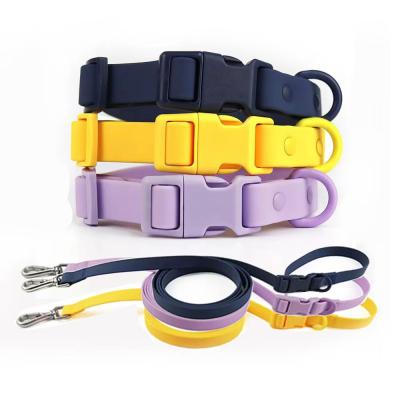 China Custom Logo Color PVC Pet Collar Waterproof Silicone Dog Collar And Leash Set for sale