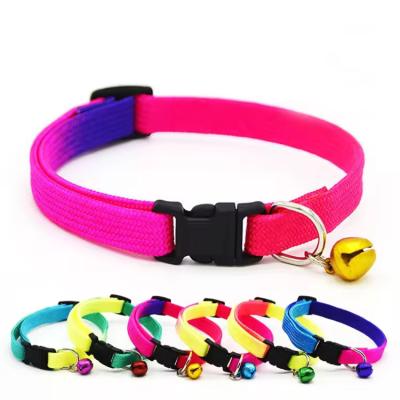 China Nylon Pet Collar Cool Gradient Color Reflective Puppy Dog Cat Collar With Bell for sale