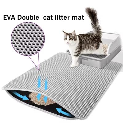 China Double Layer Waterproof Cat Litter Trapping Mat Non Slip Washable Cat Litter Box Mat for sale