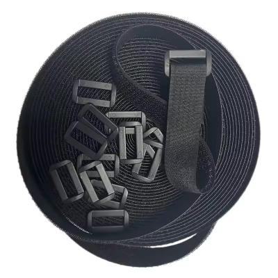 China Customized Black Nylon Hook Loop Band Self Adhesive Velcro Straps for sale