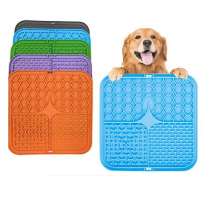 China BPA Free Suction Cup Pet Bowls Silicone Non Slip Slow Feeding Cat Dog Pet Licking Mat for sale