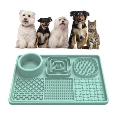 China Rectangle Silicone Dog Lick Mat All In One Non Slip Pet Slow Feeder Mat With Suction Cups for sale