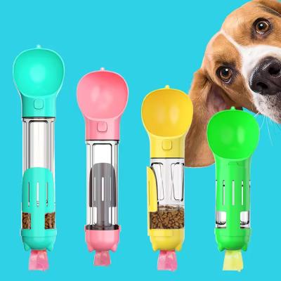 China Leak Proof 4 In 1 Portable Dog Water Bottle Dog Multifunctional Travel Water Bottle for sale