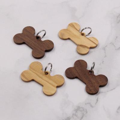 China Wooden Puppy Name Tag For Pet Collar Laser Engrave Dog Cat Tag Blank Wood Charms for sale