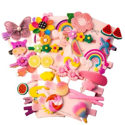 China New 14 Piece Candy Color Cute Flower Princess Korea Alloy Hairpin Animal Hairpin Hairpin Set Hits Clip for sale