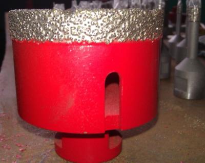 China Vacuum Brazed Granite Core Drill Bits / Stone Hole Saw Red Silver Color for sale