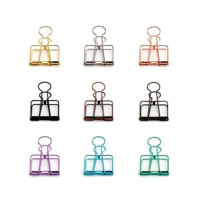 China Clamps for Custom Colorful School Supplies Office and Desk Stationery Fold Back Staple Metal Paper Binder Clips Foldover Staples for sale