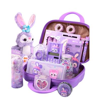 China Gift Diary Purple Rabbit Style School Home Stationery Gift Kit Desktop Supplies Set DIY Notebooks Stationery Set for sale