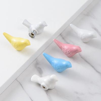 China Ceramic Bird Shape Minimalist Furniture Hardware For Sideboards Pull Handle Handle Color Hardware OEM Customized Handle for sale