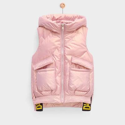 China Factory breathable new product shinny sleeveless fabric down winter jacket kids for sale