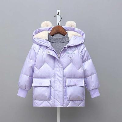 China Cute Designed Styles Breathable Winter Basics Button Pink Down Jacket For Kids for sale