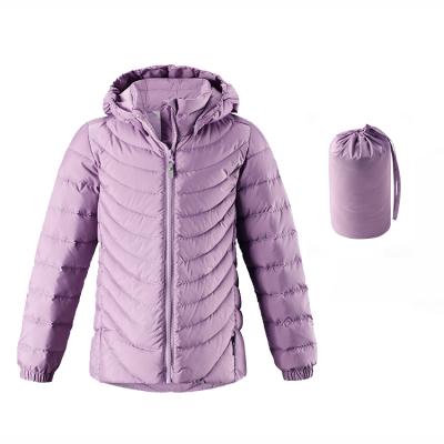 China newest Anti-wrinkle promotional hot style custom printed purple kids down jacket for sale