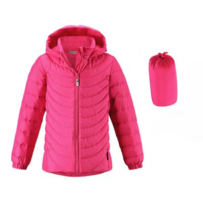 China Manufacturer High Quality Anti-wrinkle Kids Bright Pink Fabric Down Puff Jacket Winter for sale