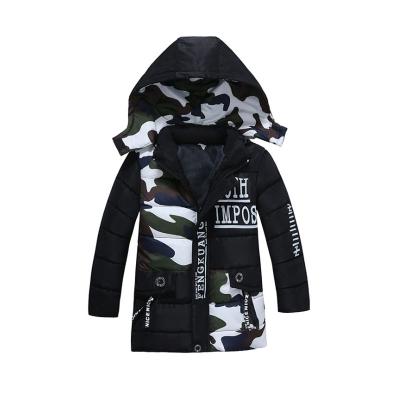 China Sustainable Professional Manufacture Black Color Camouflage Down Jacket Kids Winter for sale