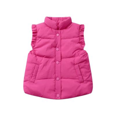 China Winter Breathable Children Down Jacket Vest Button Lace Design Sleeveless Down Coat Girls for sale