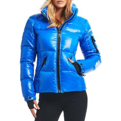 China China breathable cheap durable sky blue hooded shinny down jackets for women down coats for sale