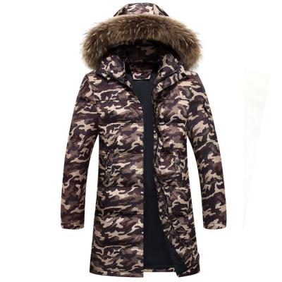 China Custom Sale Long Stripper Jacket Waterproof Camouflage Men Down Jacket Plus Size Winter Coats for sale