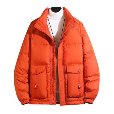 China Breathable Simple Color Stripper Jacket Down Coat Winter Big Padded Pockets Mens Down Jacket for sale