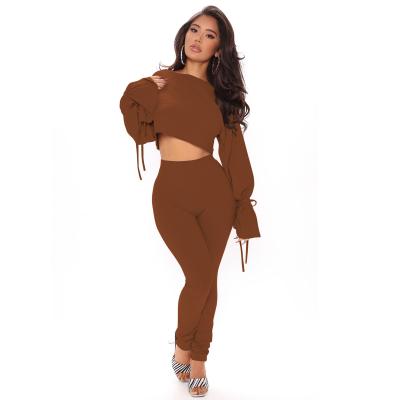 China European outfit women's new 2021 hot-selling women's umbilical cropped pant suit solid color explosive style and American for sale